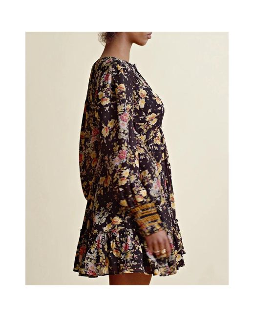 byTiMo Kleedjes ,Veelkleurig ,Gouden Georgette Mini Jurk in het Black