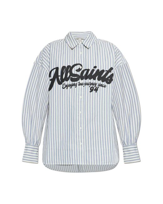 AllSaints Overhemden ,Wit ,Katoen Adrianne Shirt in het Blue