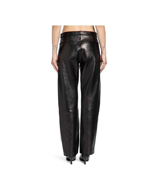 Khaite Black Leather Trousers