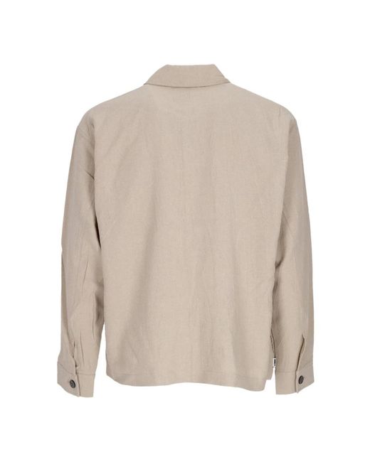 Obey Jassen ,Grijs ,Linnen Utility Overhemd Jas Havermeel Lange Mouw in het Natural voor heren