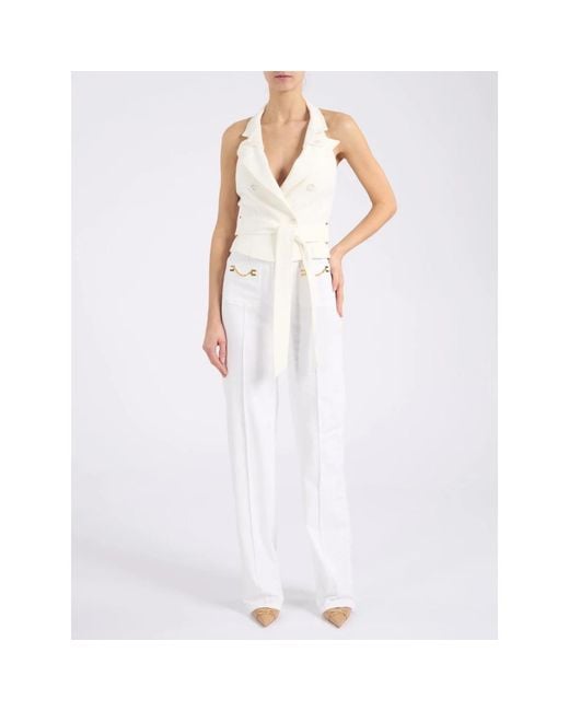 Elisabetta Franchi White Wide Jeans