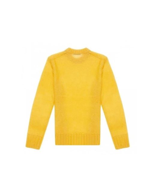 Acne Yellow Round-Neck Knitwear