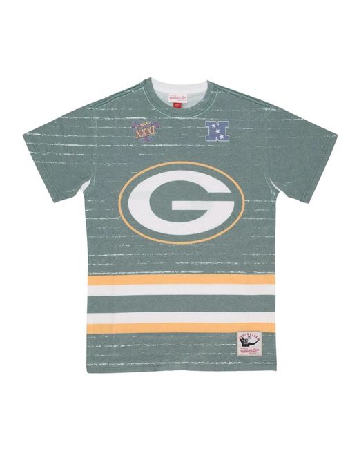 Mitchell & Ness Tops ,Veelkleurig ,Katoen Bay Packers Nfl Tee Shirt in het Gray voor heren
