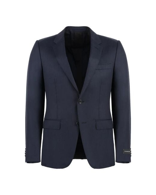 Zegna Blue Single Breasted Suits for men