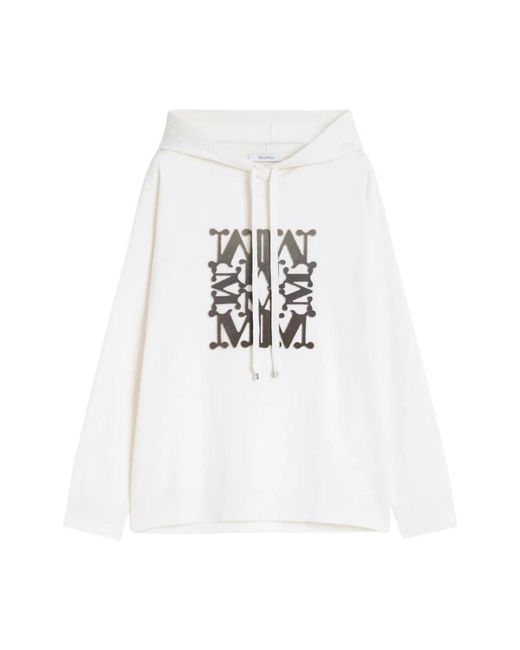 Max Mara Hoodies & Sweatvesten ,Wit ,Wol Taddeo Wollen Sweatshirt in het White
