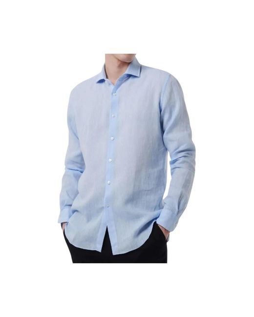 Xacus Leinenhemd tailor fit knopfverschluss in Blue für Herren