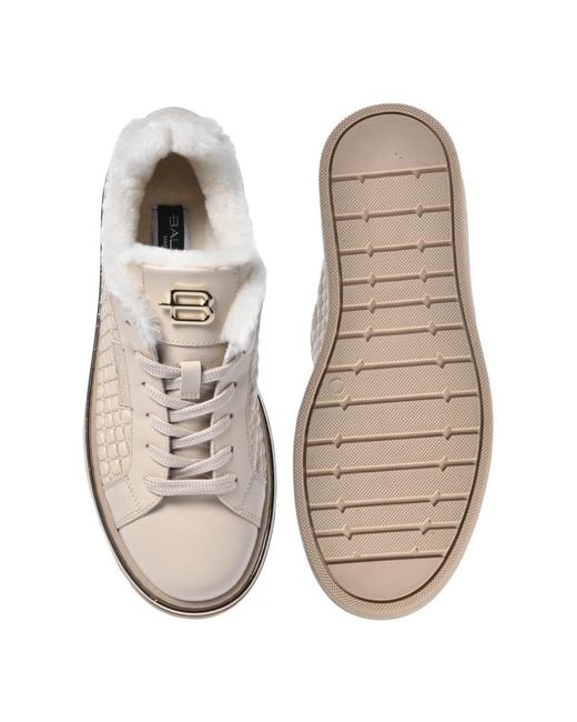 Baldinini Natural Vanilla Quilted Eco-Nappa Leather Trainers