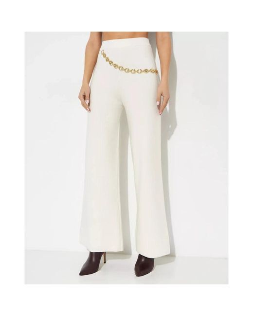 Rabanne Natural Weiße lockere hose mit kette