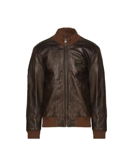Aeronautica Militare Brown Leather Jackets for men