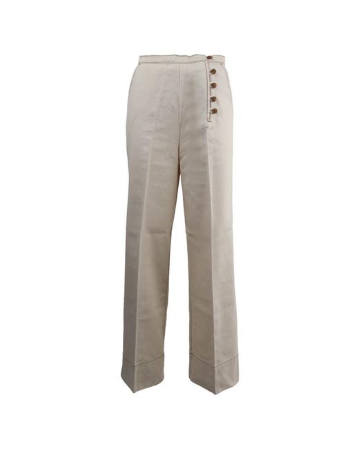 Tory Burch Gray Straight Trousers