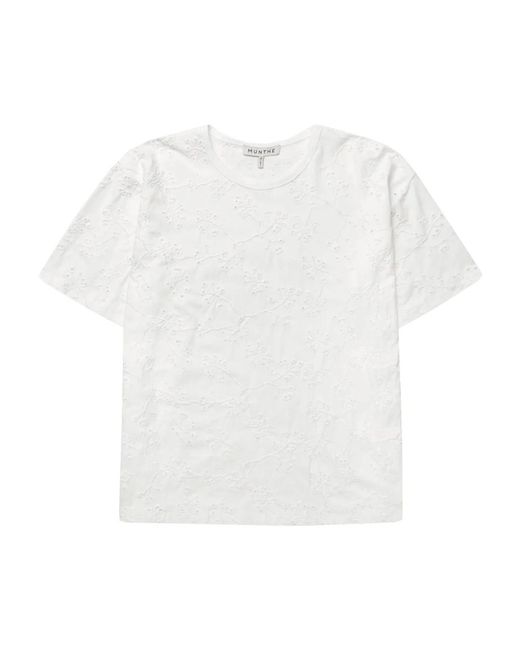 Camiseta femenina con broderie anglaise Munthe de color White