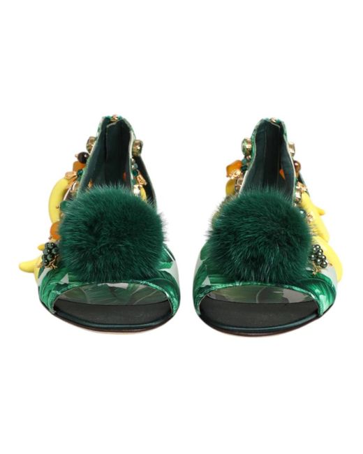 Dolce & Gabbana Green Flat Sandals