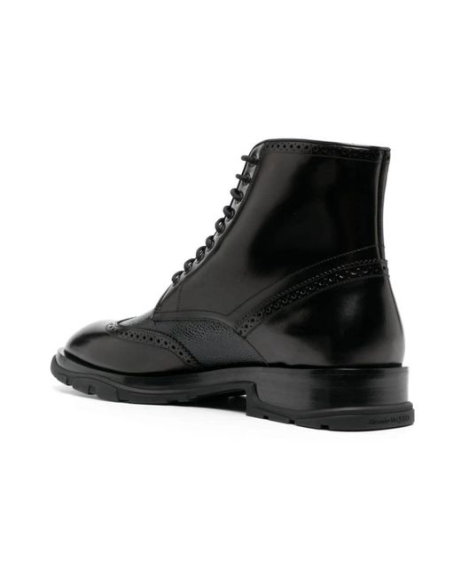 McQueen Black Lace-Up Boots for men