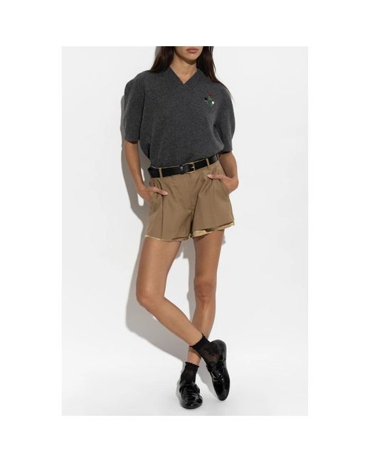 Marni Wool Shorts Met Zichtbare Voering in het Natural