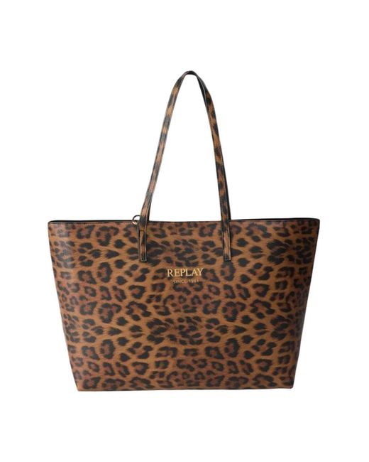 Replay Brown Tote Bags