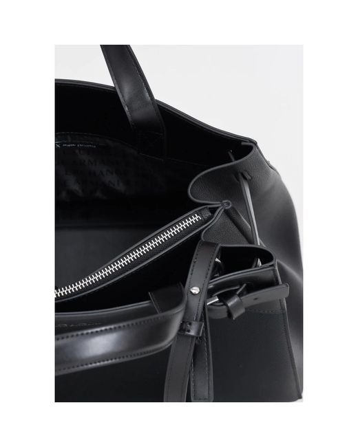 ARMANI EXCHANGE Black Schwarze logo metall tasche