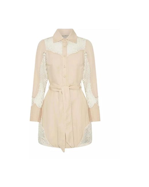 Ixiah Lacebound Mini Jurk in het Natural
