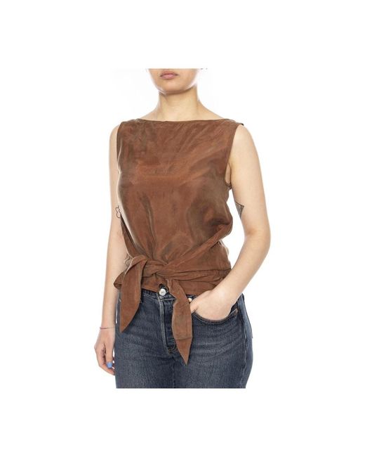 Thinking Mu Sleeveless Top in het Brown