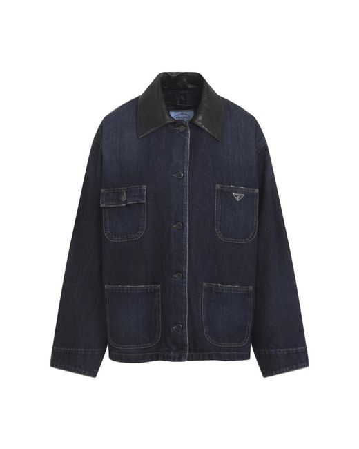 Prada Bleu Denim Jas in het Blue