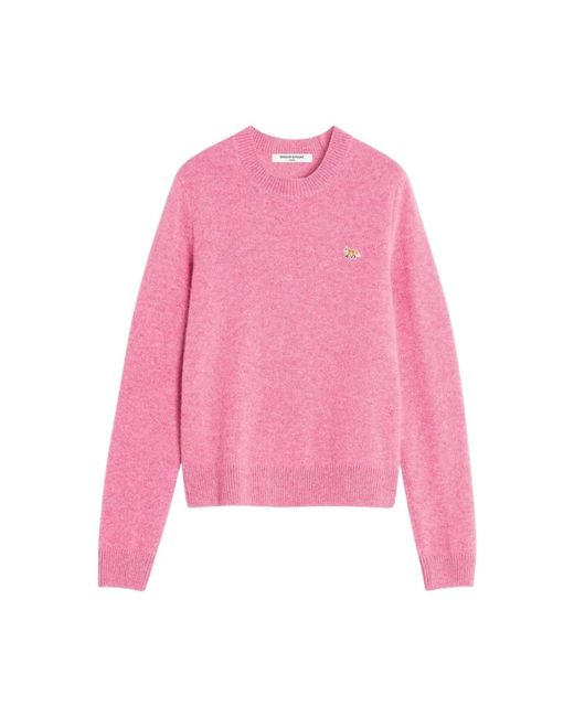 Maison Kitsuné Pink Round-Neck Knitwear
