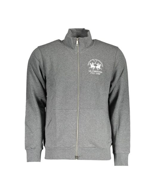 La Martina Hoodies & Sweatvesten ,Grijs ,Grijze Zip-Up Sweater Met Borduurwerk in het Gray voor heren