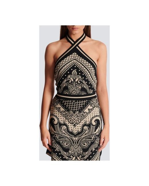 Abito midi in maglia con halterneck di Balmain in Black