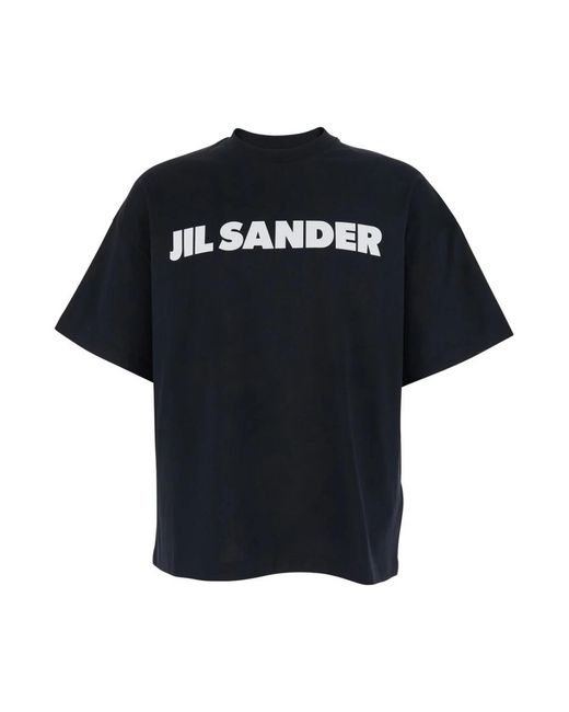 Jil Sander Tops ,Zwart ,Katoen Logo T-Shirt in het Black voor heren