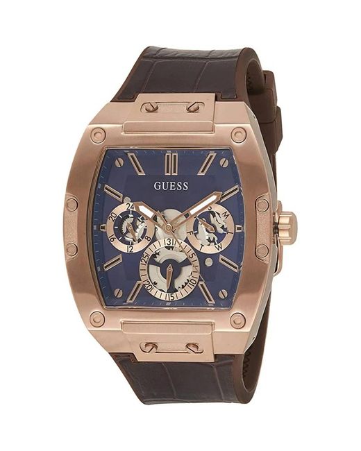 Orologio con cinturino in pelle silicone marrone e quadrante
