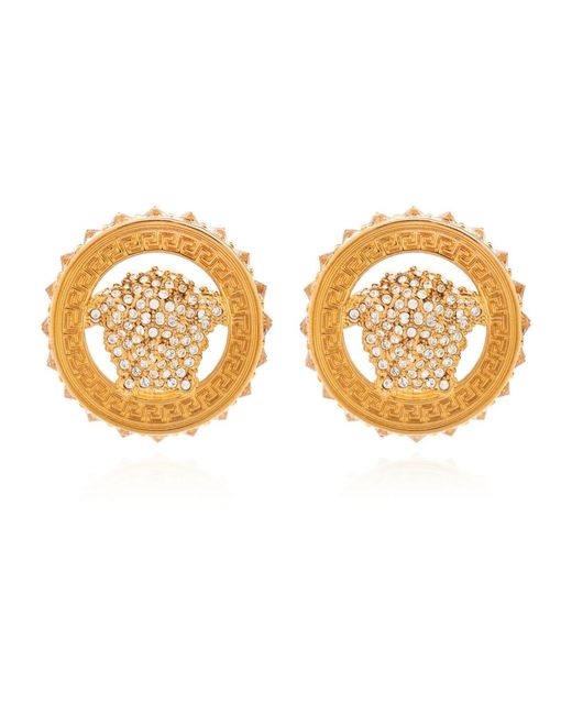 Versace Accessoires ,Geel ,Oorbellen Met Logo in het Metallic