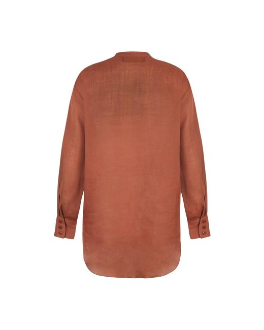 Cortana Overhemden ,Rood ,Rode Ramie Oversized Blouse in het Orange