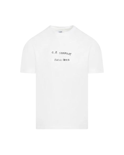 C P Company Weißes logo t-shirt rundhalsausschnitt kurzarm in White für Herren