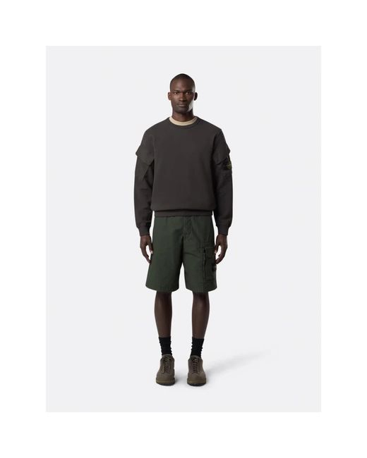 Stone Island Graue Sweater Mit Compass Logo Print in Black für Herren