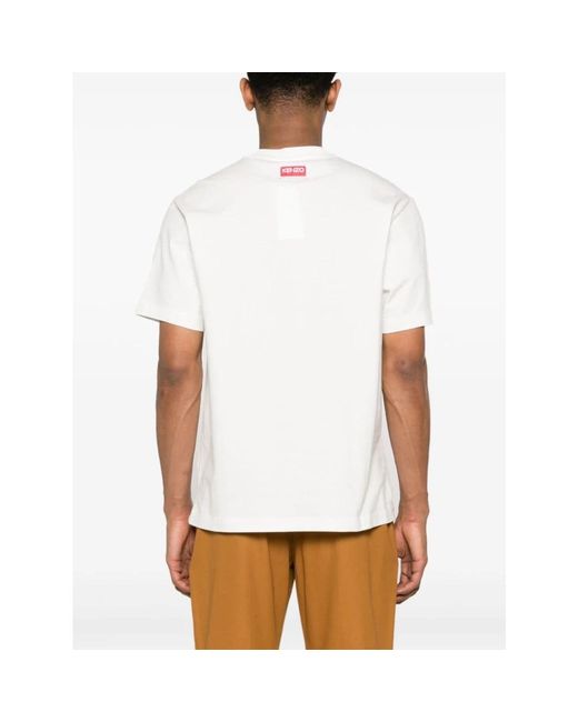 KENZO Weiße tigerdruck t-shirts und polos,t-shirts,beige logo t-shirt in White für Herren