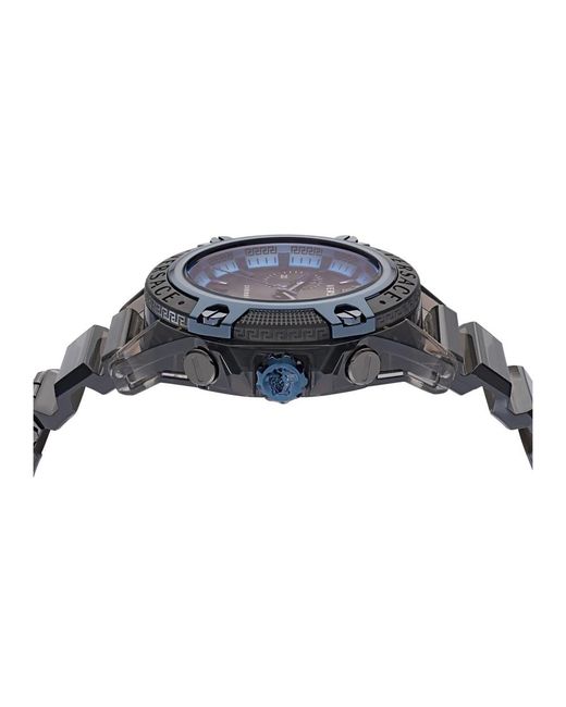 Versace Accessoires ,Zwart ,Actieve Siliconen Horloge Zwarte Wijzerplaat in het Metallic voor heren