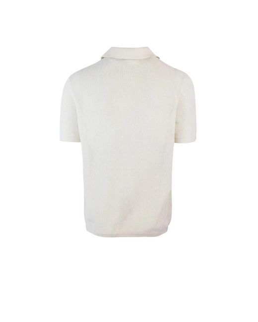 Emporio Armani Mesh zip polo shirt in White für Herren