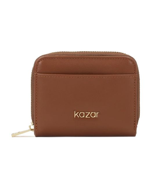 Kazar Accessoires ,Bruin ,Leer Kleine Bruine Portemonnee Met Drukknoopsluiting in het Brown