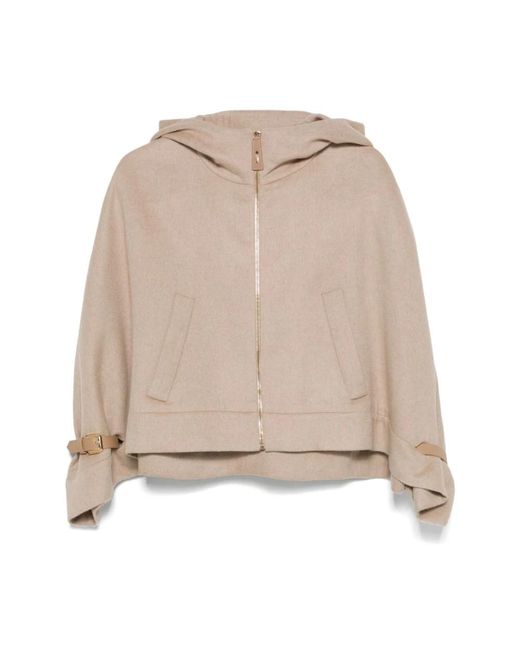 Max Mara Kameelbruine Hoodie Met Rits in het Natural