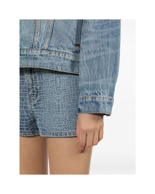 Self-Portrait Blue Denim Shorts