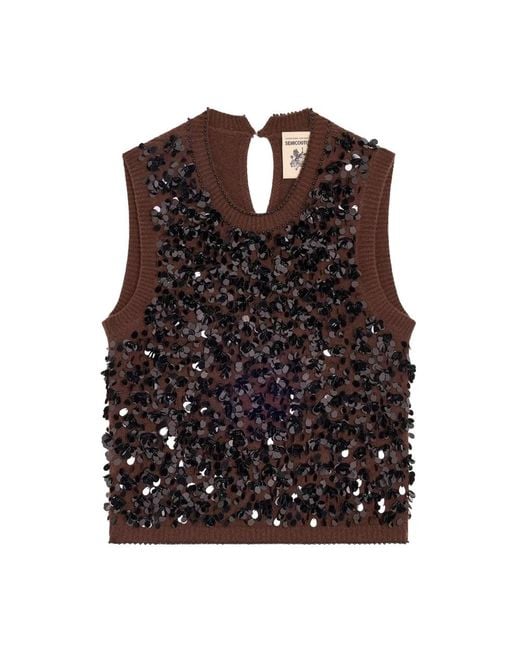 Semicouture Brown Round-Neck Knitwear