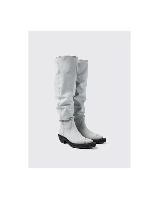 Camper White Cowboy & Biker Boots