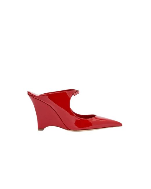 Scarosso Red Heeled Mules