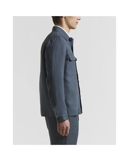 Peserico Ermenegildo Zegna Reines Leinen-Overshirt in Blue für Herren