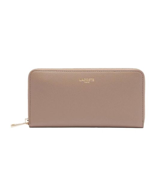 Lacoste Accessoires ,Leer Ritssluiting Leren Portemonnee Kaarthouder in het Brown