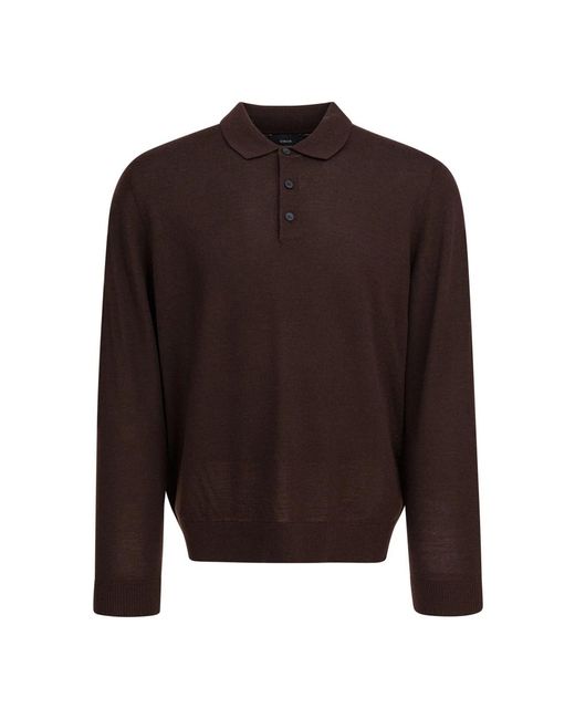 Vince Long Sleeve Merino Polo in het Brown voor heren