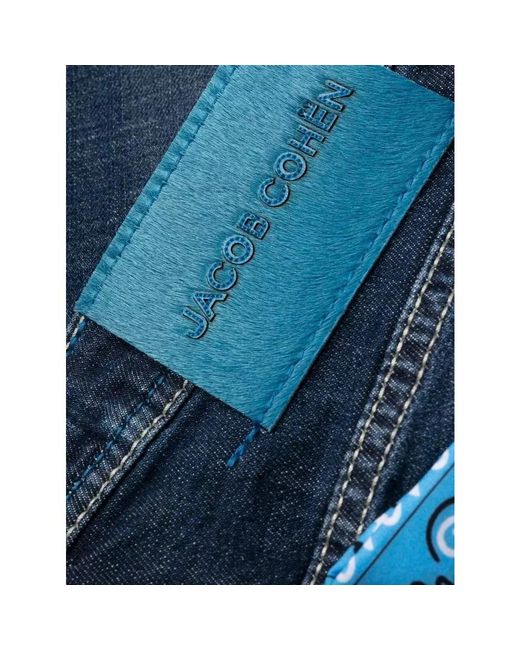Jacob Cohen Indigo blaue baumwolljeans mit bandana-detail in Blue für Herren