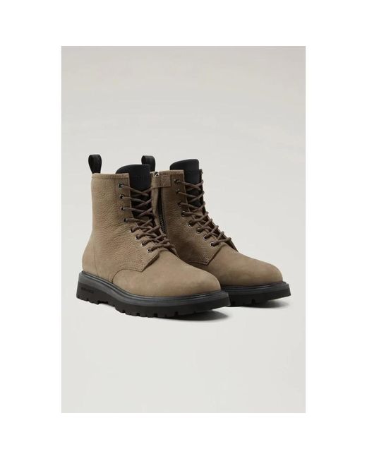 Woolrich Brown Lace-Up Boots for men