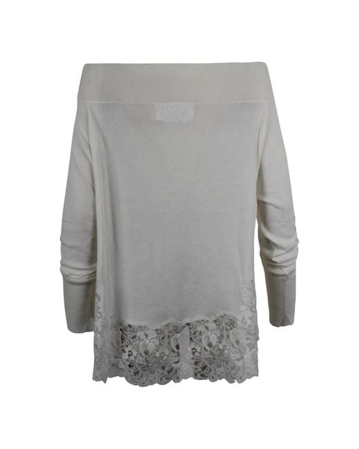 Ermanno Scervino Gray Round-Neck Knitwear