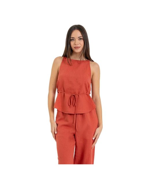 Kocca Red Sleeveless Tops