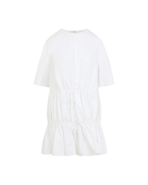 Alaïa Kleedjes ,Wit ,Katoen Witte Katoenen Jurk Elegante Stijl in het White