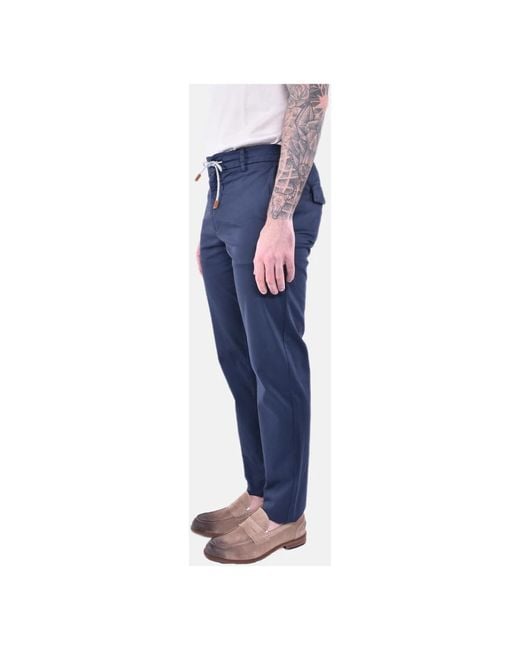 Eleventy Blue Slim-Fit Trousers for men